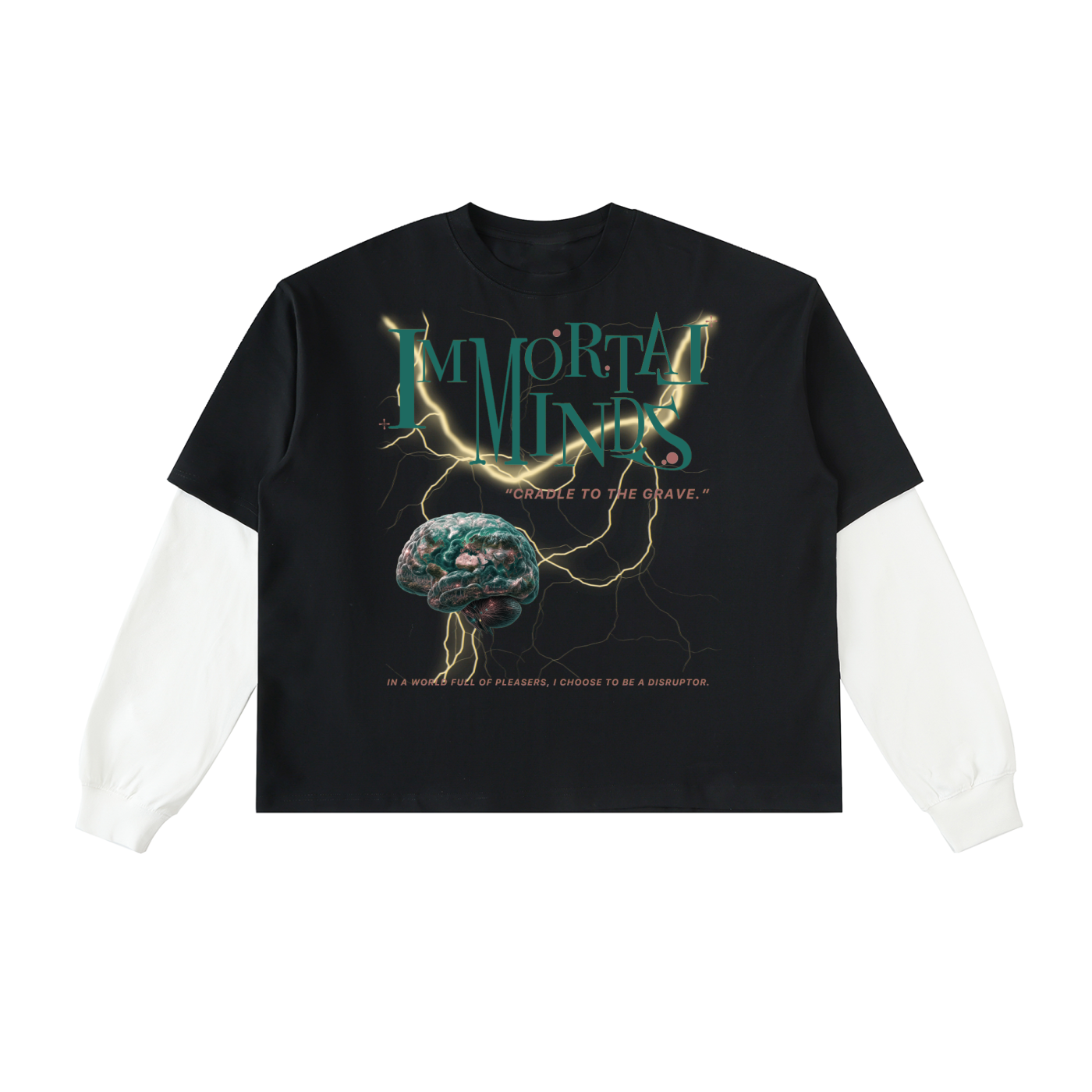 Cradle To the Grave - Contrast Sleeve Cotton T-Shirt