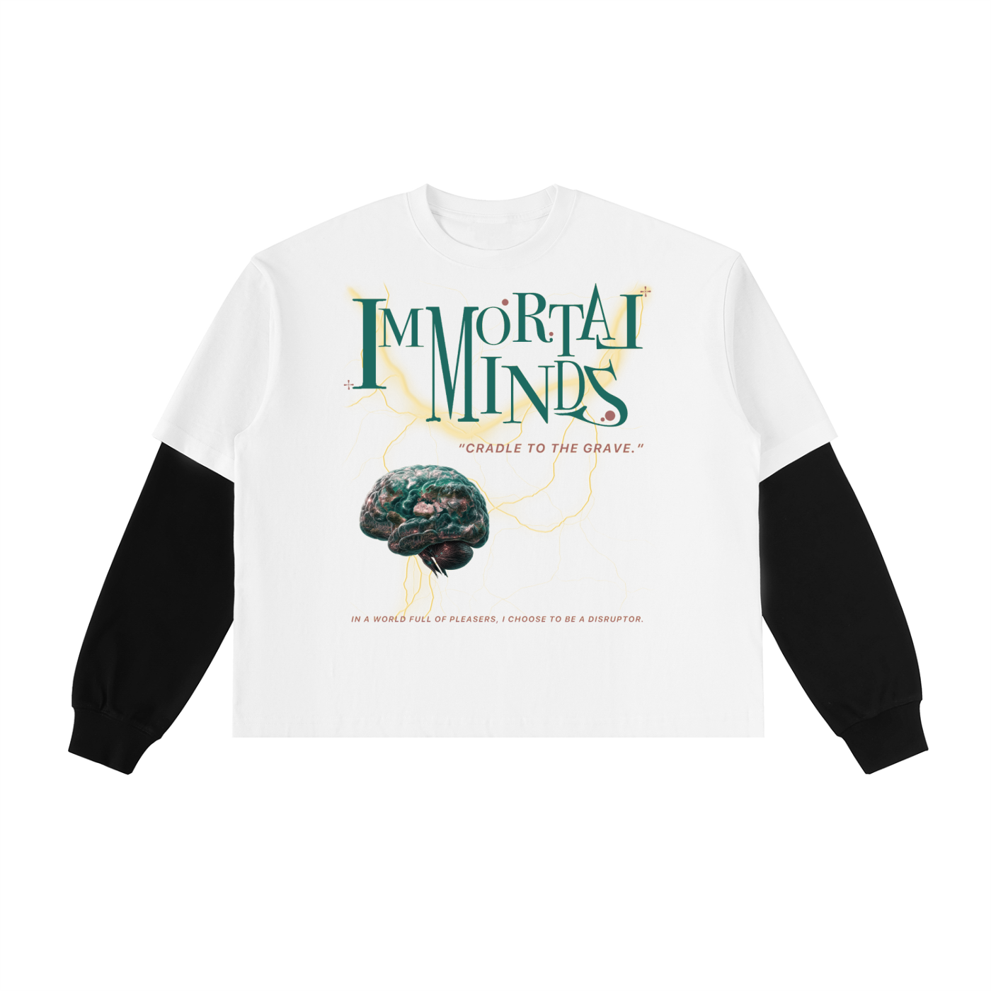 Cradle To the Grave - Contrast Sleeve Cotton T-Shirt
