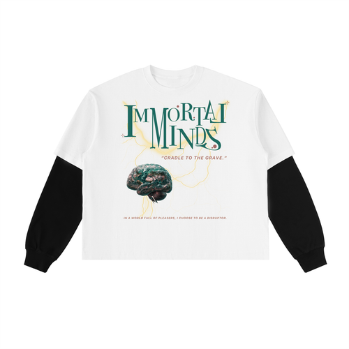 Cradle To the Grave - Contrast Sleeve Cotton T-Shirt